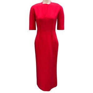 Emilia Wickstead Crimson Red Fitted Midi Dress